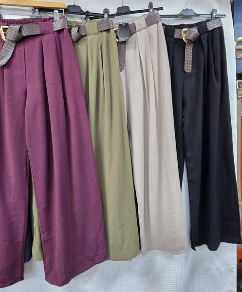 Belted Wide Leg Trousers