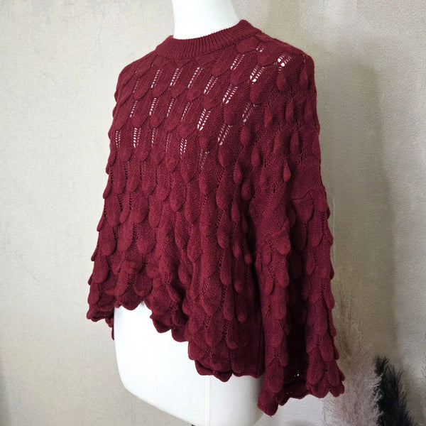 Unique scallop knit jumper with beautiful balloon sleeves (S-M)