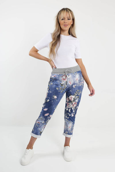 Italian Leaf Floral Cotton Trouser