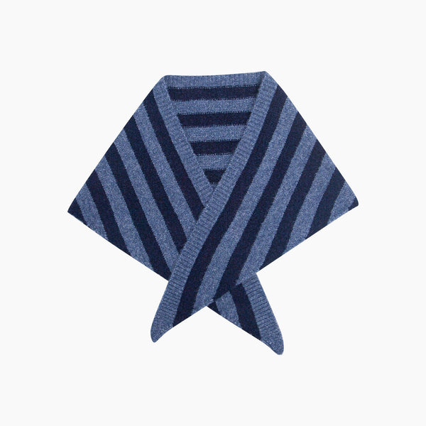 Striped Triangle Heavyweight Scarf in Denim Blue/Navy Blue