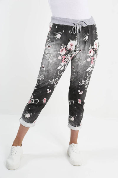 Italian Leaf Floral Cotton Trouser