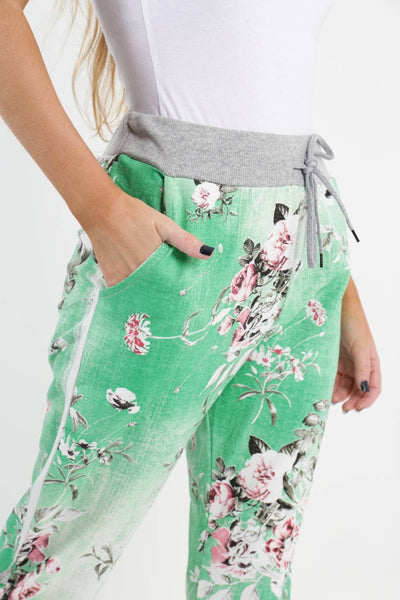 Italian Leaf Floral Cotton Trouser