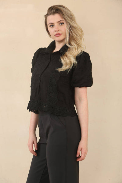 Anglaise Crochet Collar Cotton Shirt