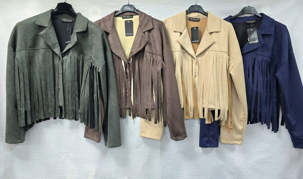 Tassled Suedette Button Jacket