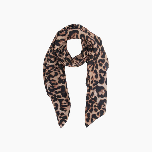 Large Leopard Print Lightweight Scarf in Beige