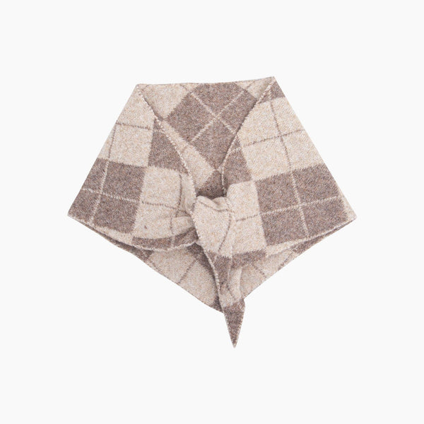 Traditional Check Triangle Heavyweight Scarf in Cream/Beige