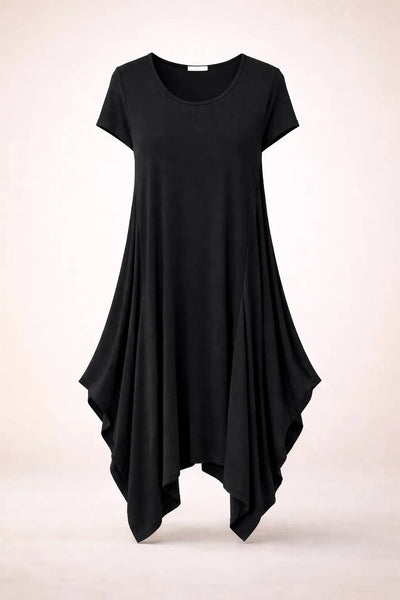 Italian Oversized Floaty Hem Jersey Short Sleeved Midi Dress