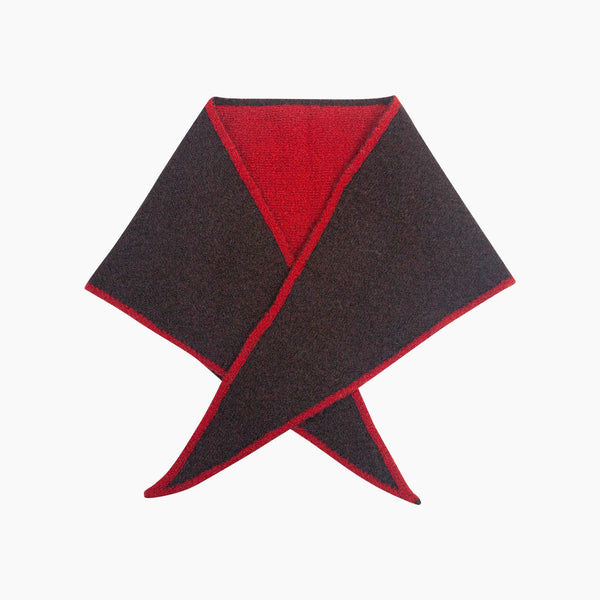Contrast Trim Triangle Heavyweight Scarf in Brown/Red
