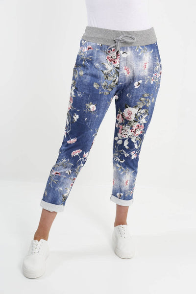 Italian Leaf Floral Cotton Trouser