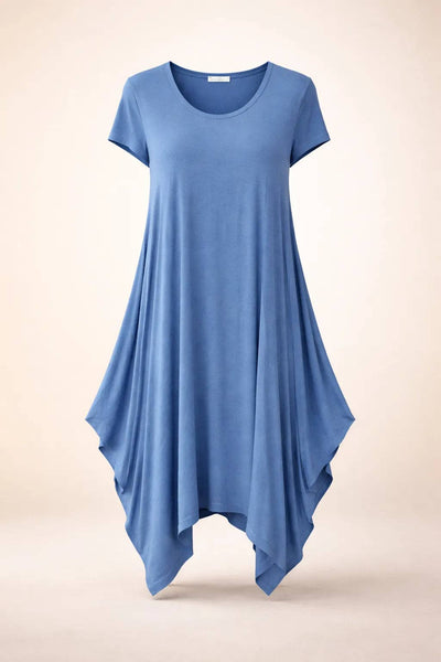 Italian Oversized Floaty Hem Jersey Short Sleeved Midi Dress
