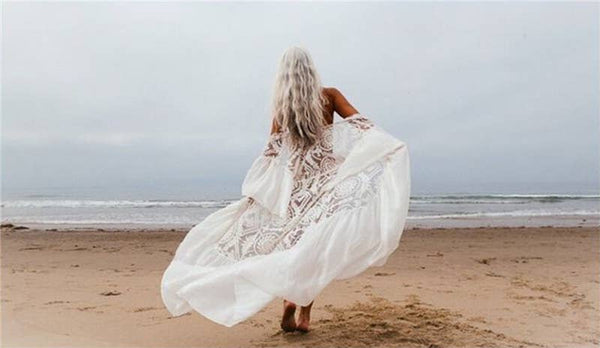 White Lace Crochet Beach Cover-Up Kimono