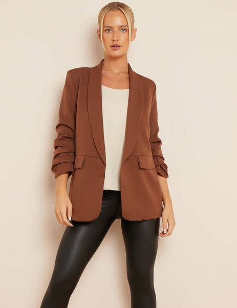 Rouched Sleeve Blazer