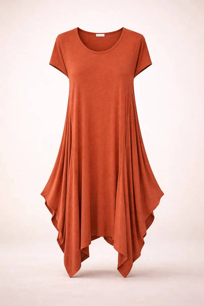 Italian Oversized Floaty Hem Jersey Short Sleeved Midi Dress