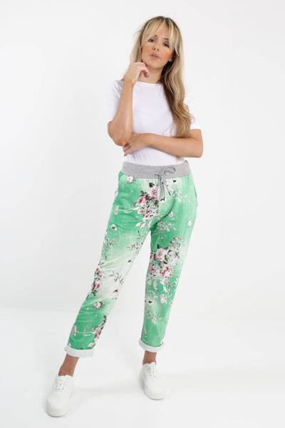 Italian Leaf Floral Cotton Trouser