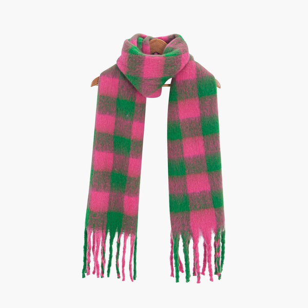 Joey Heavyweight Scarf- Green/pink, Square Check