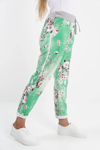 Italian Leaf Floral Cotton Trouser