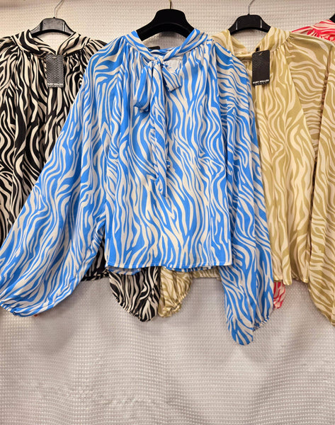 Bow Back Zebra Print Blouse