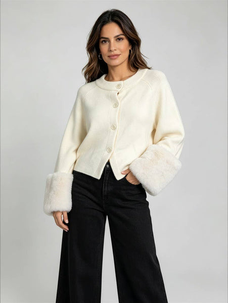 Faux Fur Cuff Cardigan