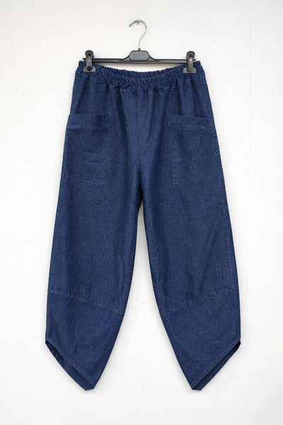Italian Womens Elasticated Waist Oversized Tapered Denim Trousers