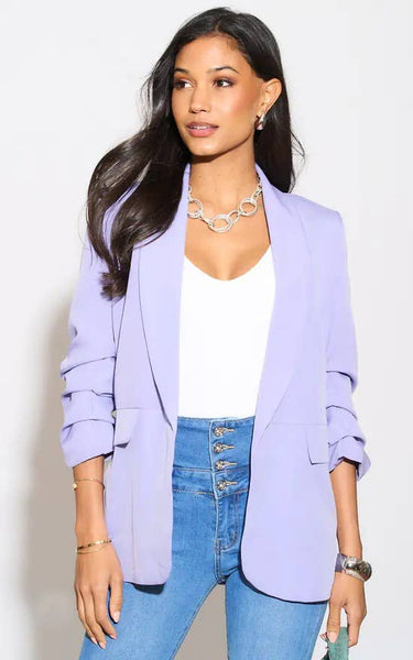 Rouched Sleeve Blazer