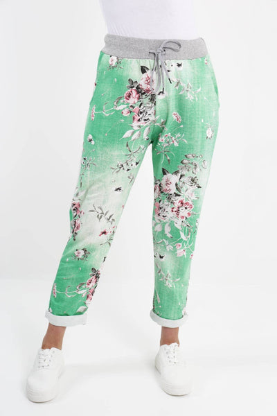 Italian Leaf Floral Cotton Trouser