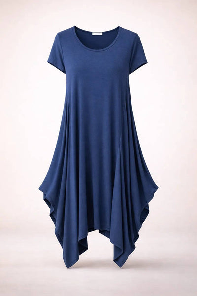 Italian Oversized Floaty Hem Jersey Short Sleeved Midi Dress
