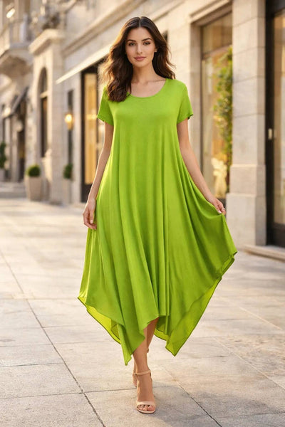 Italian Oversized Floaty Hem Jersey Short Sleeved Midi Dress