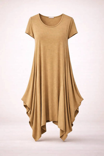 Italian Oversized Floaty Hem Jersey Short Sleeved Midi Dress