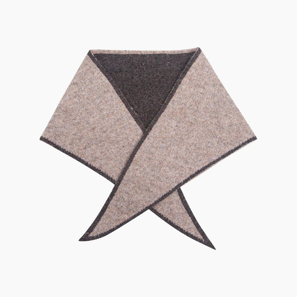 Contrast Trim Triangle Heavyweight Scarf in Beige/Brown