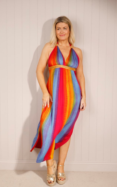 Halterneck Dress graduated print