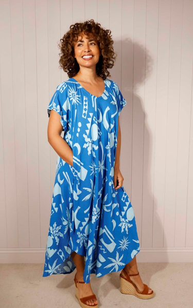 Abstract Print Oversized Dress with Pockets