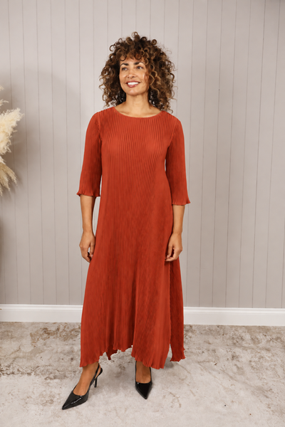 Satin look pleated dress