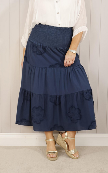 Goose Island Cotton Embossed Shirred Skirt