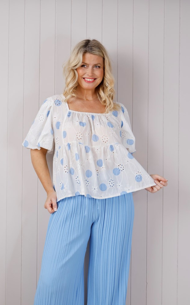 Broderie Anglaise Puff Sleeve Top