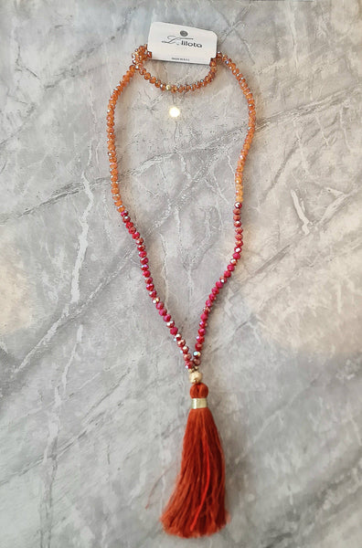Orange Semi Precious Stone Tassle Necklace