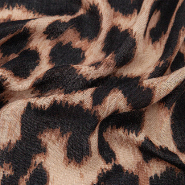 Large Leopard Print Lightweight Scarf in Beige