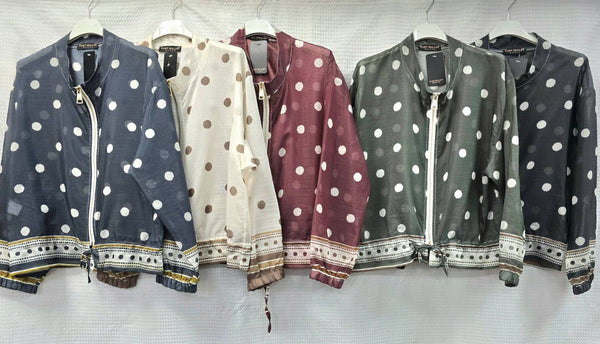 Polka Dot Lightweight Zip Bomber Jacket