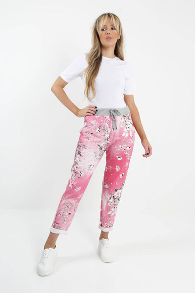 Italian Leaf Floral Cotton Trouser