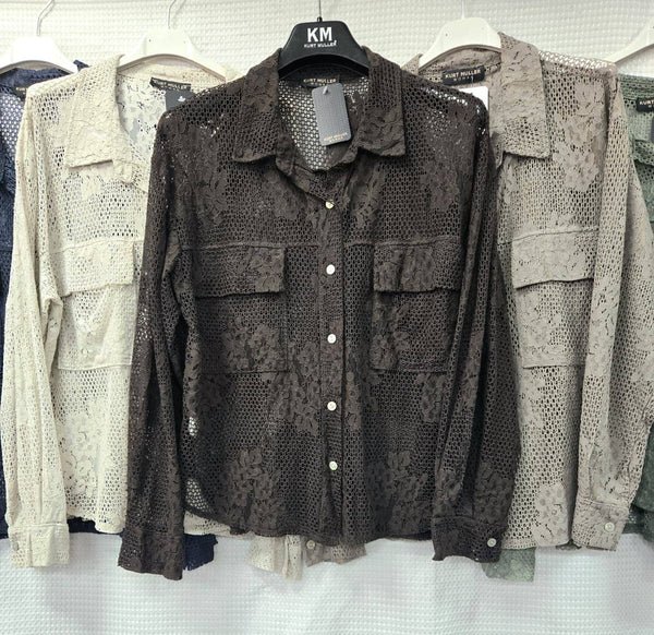 Crochet 2 Pocket Cotton Overshirt
