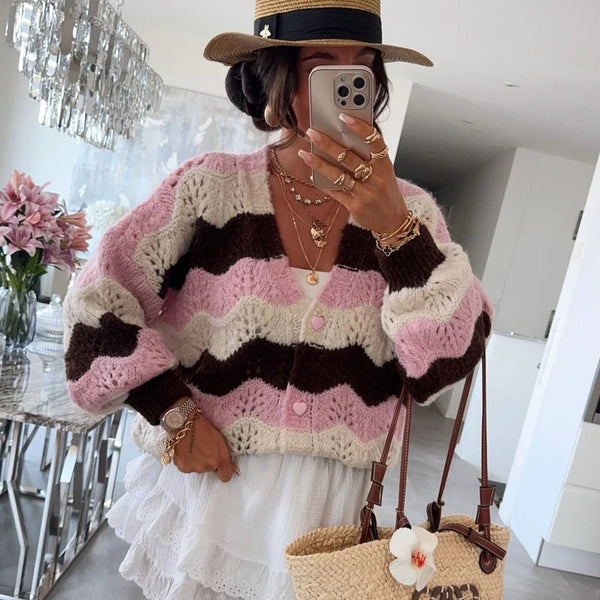 Pastel Wavy Knit Cardigan