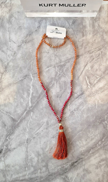Orange Semi Precious Stone Tassle Necklace