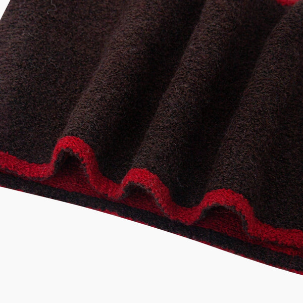 Contrast Trim Triangle Heavyweight Scarf in Brown/Red