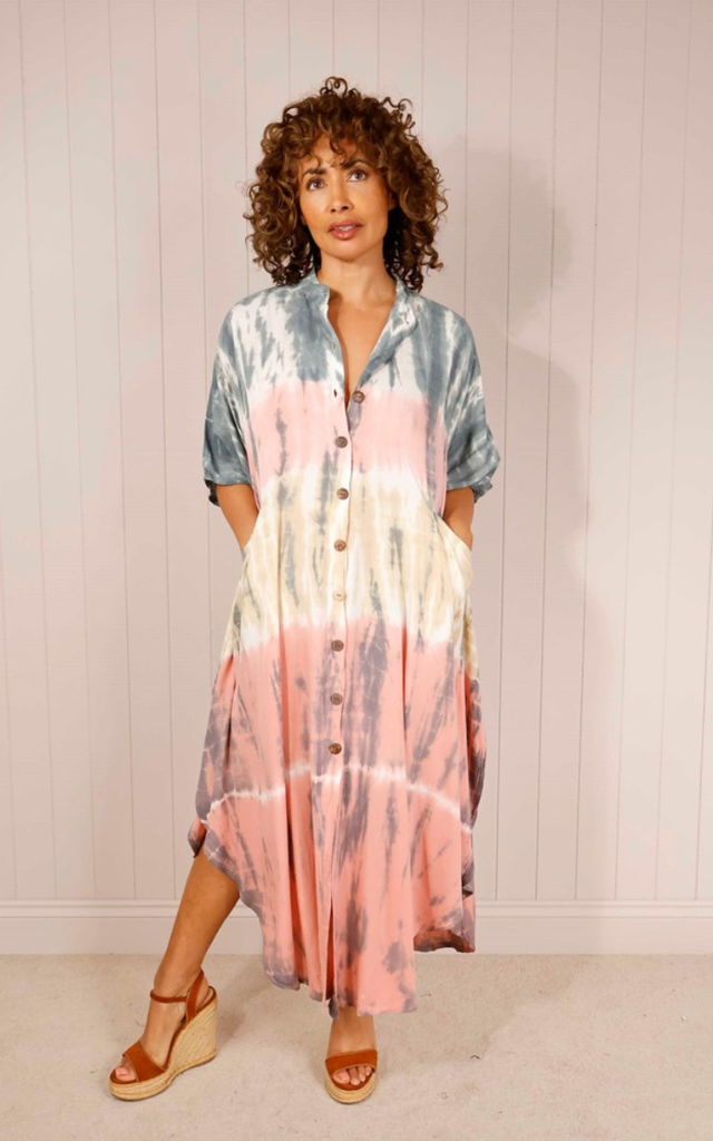 Tie Dye Button Front Dress