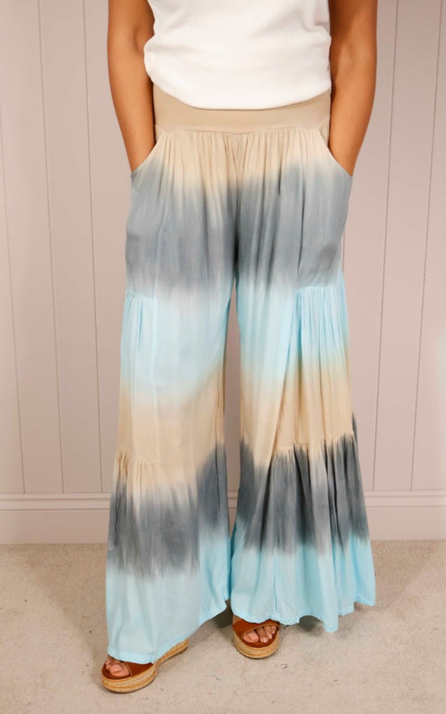 Tie Dye Flared Tiered Trousers