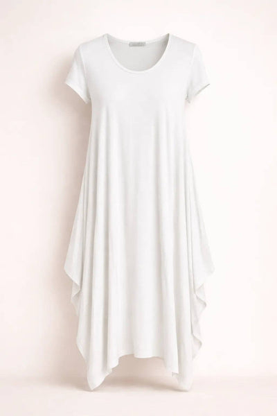 Italian Oversized Floaty Hem Jersey Short Sleeved Midi Dress