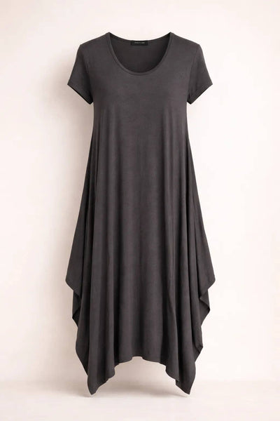Italian Oversized Floaty Hem Jersey Short Sleeved Midi Dress