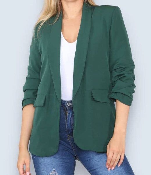 Rouched Sleeve Blazer