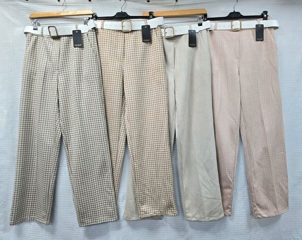 Check Suedette Straight Leg Trousers