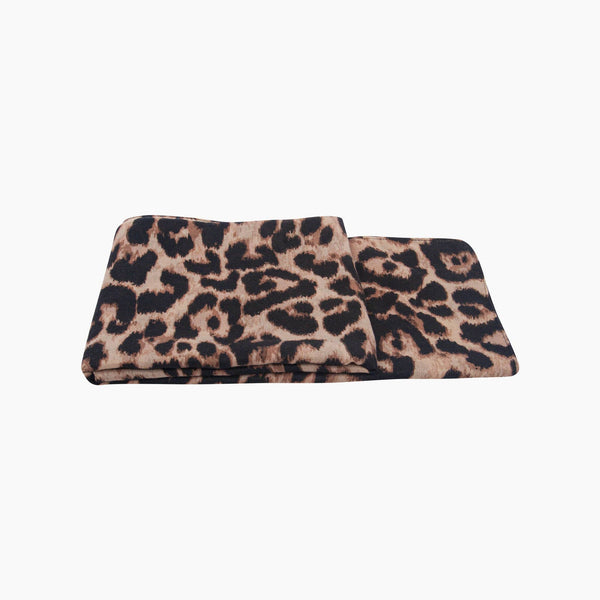 Large Leopard Print Lightweight Scarf in Beige