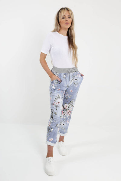 Italian Leaf Floral Cotton Trouser